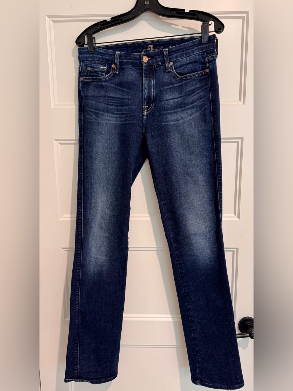 Seven Jeans Karah Straight Leg Women Dark Blue Stretch Denim Jeans 29 EUC